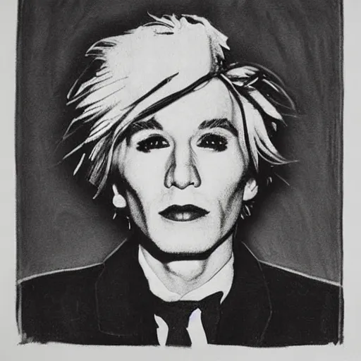 Image similar to pencil illustration of Andy Warhol highly detailed, cinematic,