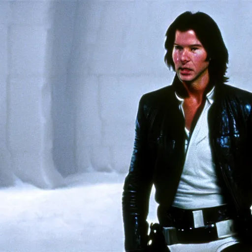 Prompt: Keanu Reeves as Han Solo in Empire Strikes back