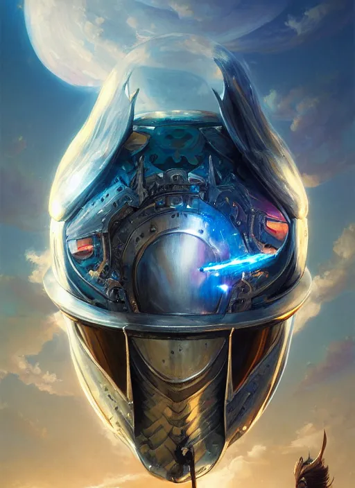 Image similar to highly detailed portrait of reflection of dragonfire on shiny knight helmet, raytracing, fantasy art by by simon bisley, loish, rhads, ferdinand knab, makoto shinkai and lois van baarle, ilya kuvshinov, rossdraws, tom bagshaw, global illumination, radiant light, detailed and intricate environment