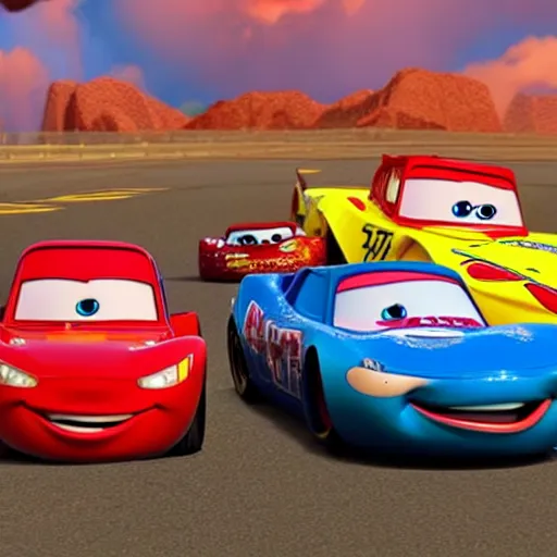 Image similar to lightning mcqueen racing against jackson storm in cars 3 movie