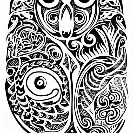 Image similar to tattoo sketch, one eyed cat, monstera deliciosa, a draft, organic ornament, maori, vector