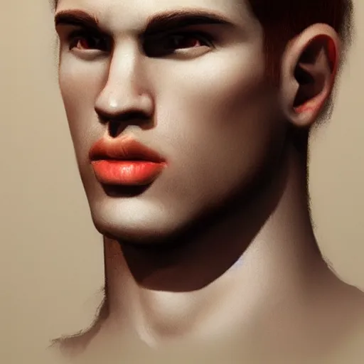 Prompt: a realistic portrait of a blonde man with big lips, ancient times, trending on artstation