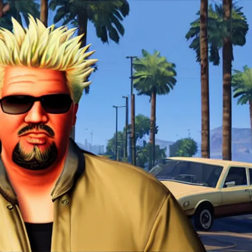 Image similar to guy fieri in grand theft auto, ultra screenshot