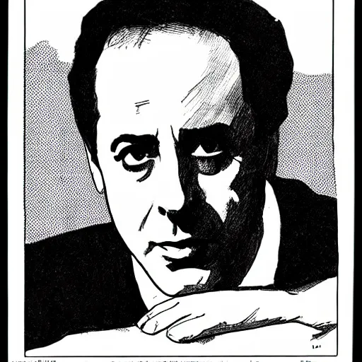 Image similar to jerry seinfeld, portrait, by guido crepax