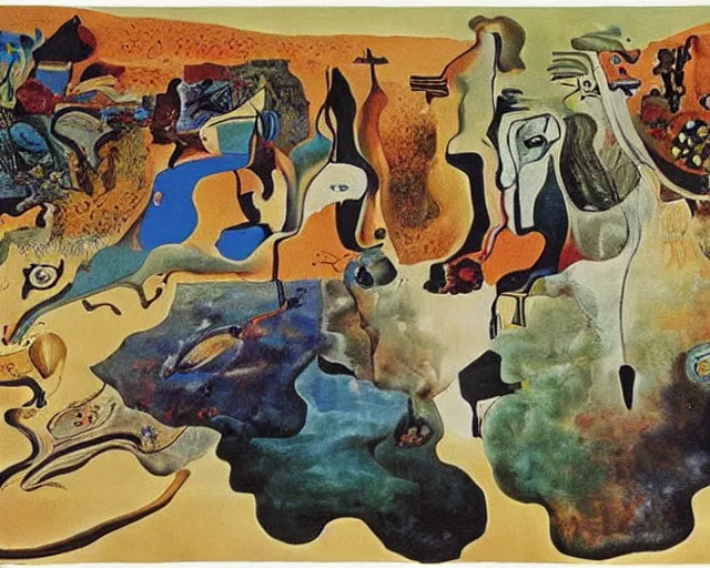 Image similar to invasion of the rugs, painted by salvador dali