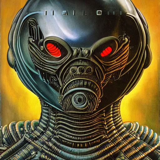 Prompt: Retro Sci-fi magazine cover, Alien landscape in the style of h.r giger, norman rockwell, giger, highly detailed, soft lighting, 8k resolution, oil on canvas, architectural magazine