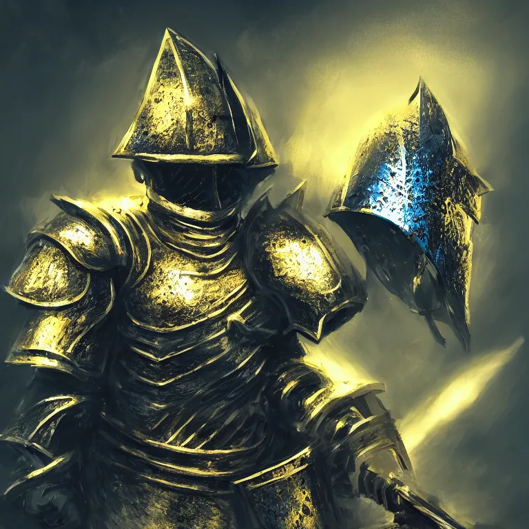 Image similar to A Knight of Gold and White, fields of war, headshot photo, character concept, dark souls concept art, Feng Zhu concept art, dramatic lighting, highly stylized, trending on artstation, high-quality wallpaper, desktopography