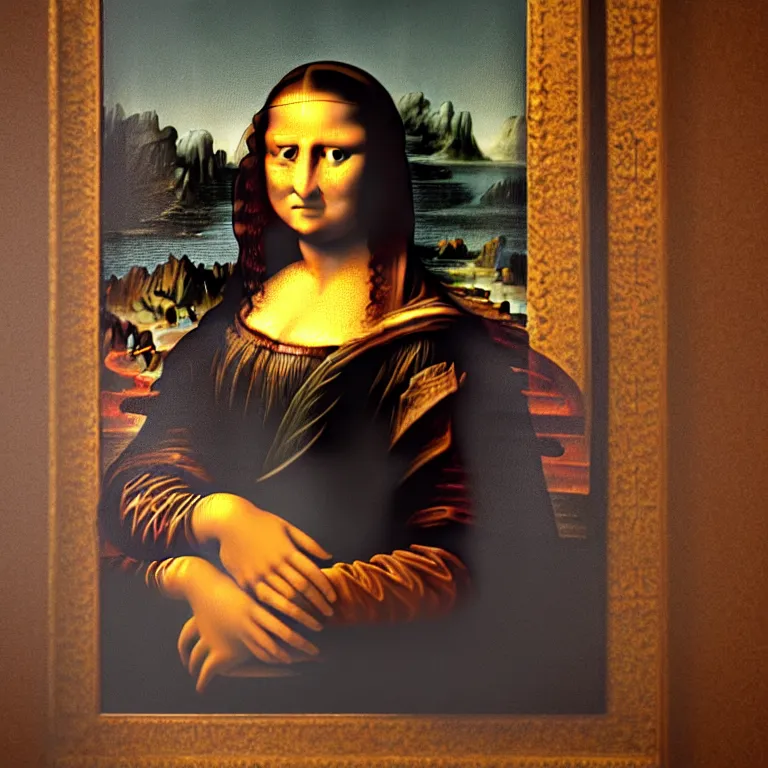 Image similar to a 3 d model of the mona lisa, 3 d render, octane render, studio lighting, cgi, highly detailed, high quality, ray tracing, unreal engine