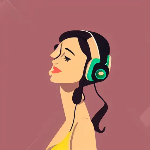 Image similar to illustration of a beautiful woman with headphones dancing