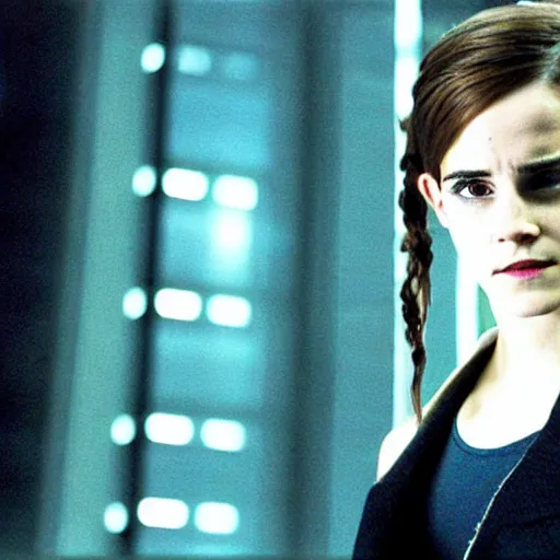 Image similar to Movie still of Emma Watson in Matrix