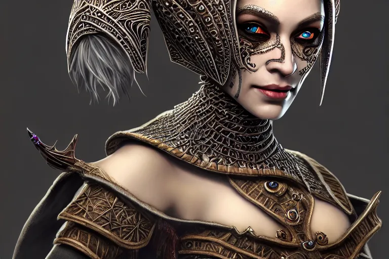 Image similar to a full portrait of a beautiful woman wearing, wearing extremely detailed attire, slim complexity, extremely detailed eyes, medievil, dnd, extremely detailed, high quality, trending on artstation, photo realistic