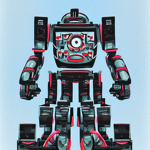 Prompt: robot by hiroyuki okiura