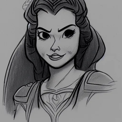 Image similar to milt kahl sketch of princess padme from star wars episode 3