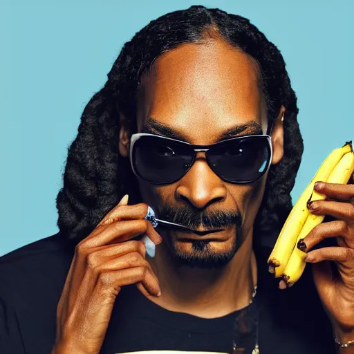 Prompt: Snoop Dogg smoking a banana, high details, detailed face, 4k