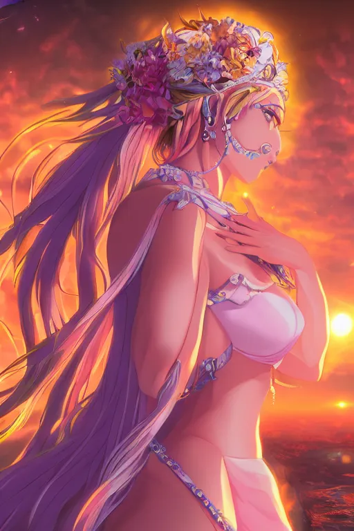Image similar to the female goddess of beauty, anime key visual, digital art, gradient shading, 4k ultra