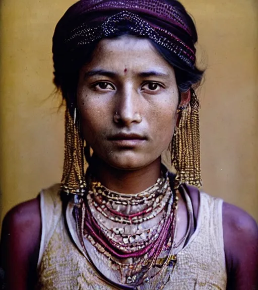 Image similar to vintage_closeup portrait_photo_of_a_stunningly beautiful_nepalese_maiden with amazing shiny eyes, 19th century, hyper detailed by Annie Leibovitz and Steve McCurry, David Lazar, Jimmy Nelsson