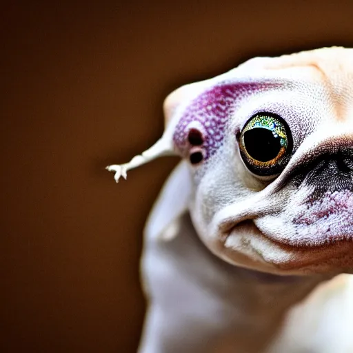 Prompt: a portrait photo of dog frog rabbit gecko, award winning photography, 5 0 mm