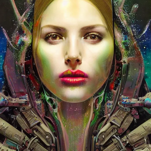 Prompt: portrait of virgin mary, cameras, melting ,8k,by tristan eaton,Stanley Artgermm,Tom Bagshaw,Greg Rutkowski,Carne Griffiths, Ayami Kojima, Beksinski, Giger,trending on DeviantArt,face enhance,hyper detailed,minimalist,cybernetic, android, blade runner,full of colour