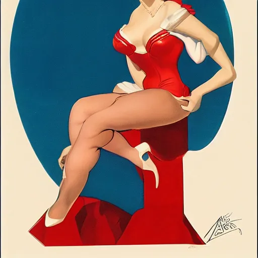 Prompt: a pinup by alberto vargas.