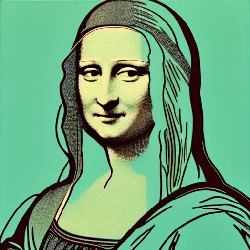 Prompt: mona lisa by andy warhol