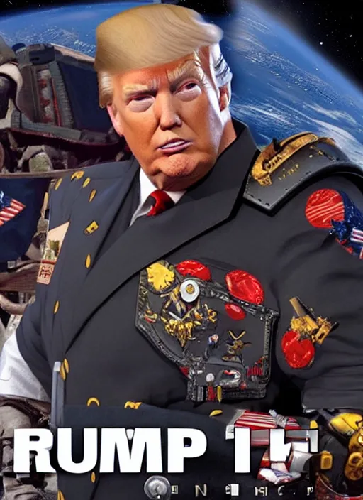 Image similar to donald trump is a space marine, unreal engine 5
