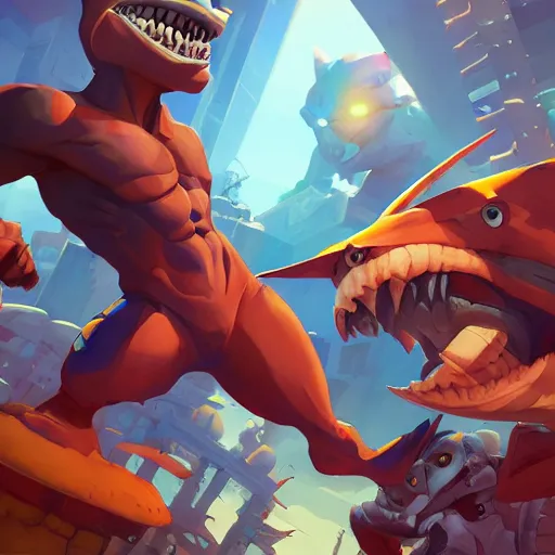 Image similar to hero world street sharks, behance hd by jesper ejsing, by rhads, makoto shinkai and lois van baarle, ilya kuvshinov, rossdraws global illumination