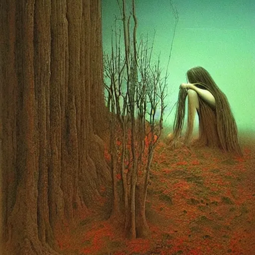 Image similar to painting by artist zdzislaw beksinski