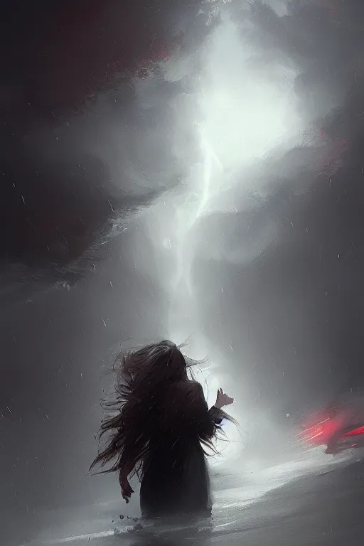 Image similar to feeling of despair, tornado, storm, by greg rutkowski, artstation