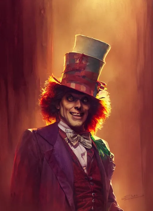 Image similar to portrait, The Mad Hatter, watercolor, dramatic lighting, cinematic, establishing shot, extremly high detail, foto realistic, cinematic lighting, post processed, concept art, artstation, matte painting, style by eddie mendoza, raphael lacoste, alex ross