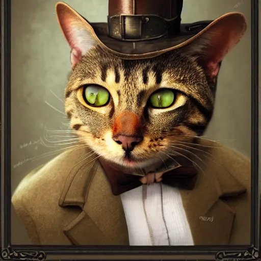 Image similar to photorealistic portrait of a steampunk cat