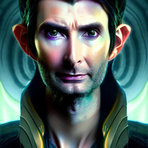 Prompt: portrait painting of a cyberpunk elven beautiful david tennant, ultra realistic, concept art, intricate details, eerie, highly detailed, photorealistic, octane render, 8 k, unreal engine. art by artgerm and greg rutkowski and charlie bowater and magali villeneuve and alphonse mucha