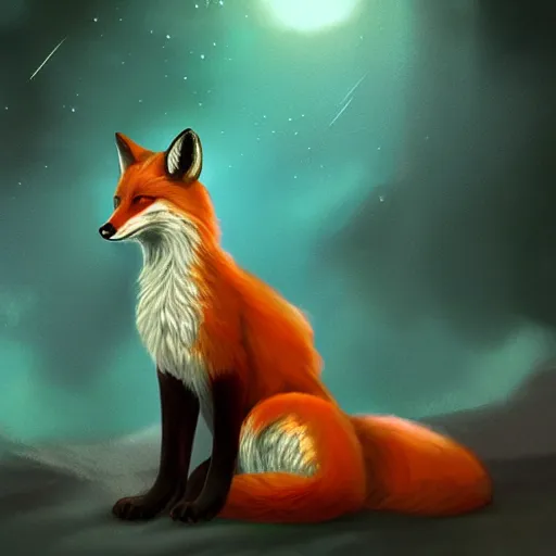 Image similar to fox wearing a tiara, fantasy painting, cinematic lighting, deviantart artstation