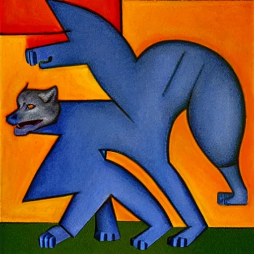 Prompt: fenrir analytical cubism