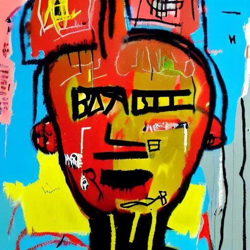 Prompt: new painting by jean michel basquiat and 3 d render