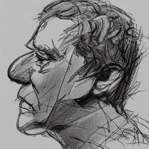 Image similar to a realistic yet scraggly portrait sketch of the side profile of a stern and sophisticated david baszucki, trending on artstation, intricate details, in the style of frank auerbach, in the style of sergio aragones, in the style of martin ansin, in the style of david aja, in the style of mattias adolfsson