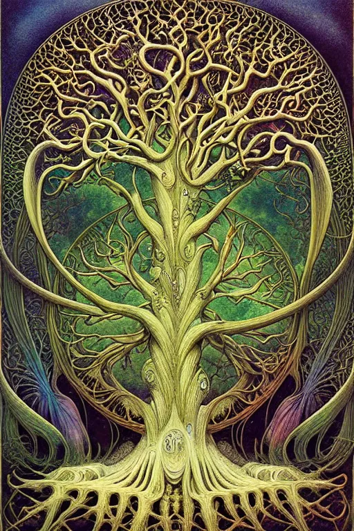 Image similar to tree of life by roger dean and andrew ferez, art forms of nature by ernst haeckel, divine chaos engine, symbolist, visionary, art nouveau, botanical fractal structures, organic, detailed, realistic, surreality