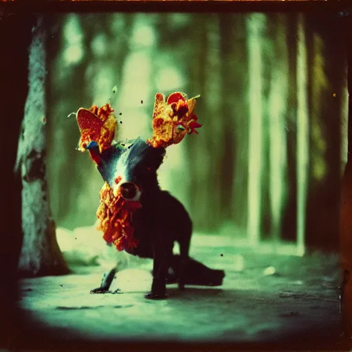 Image similar to kodak portra 4 0 0, wetplate, photo of a surreal artsy dream scene, horror, animal, carneval, grotesque