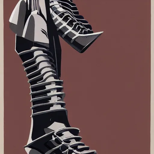 Prompt: concept art for shoes that can store meat, illustrated by syd mead, high quality