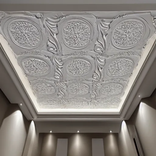 Image similar to a beautiful custom ceiling design, embossed, elegant, low profile