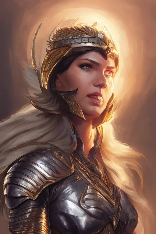 Image similar to amazon valkyrie athena, d & d, fantasy, portrait, highly detailed, headshot, digital painting, trending on artstation, concept art, sharp focus, illustration, art by artgerm and greg rutkowski and magali villeneuve