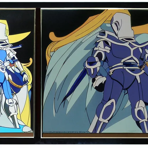 Image similar to knight, production animation cel, designed by haruhiko mikimoto