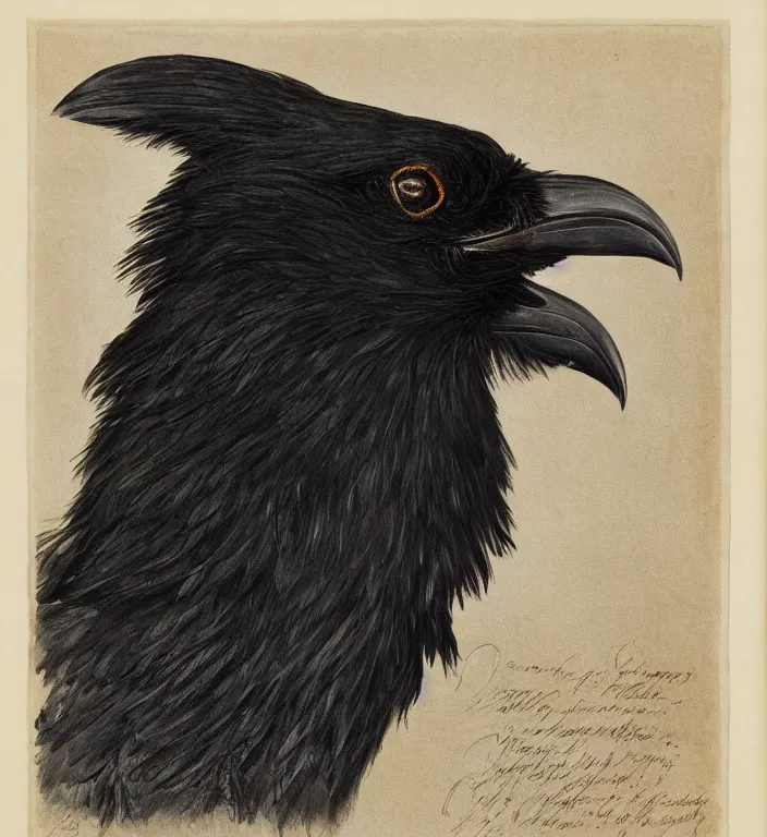 Prompt: a breathtakingly stunningly beautifully highly detailed portrait of a majestic raven, by sidney cooper and rosetti and turner, 4 k