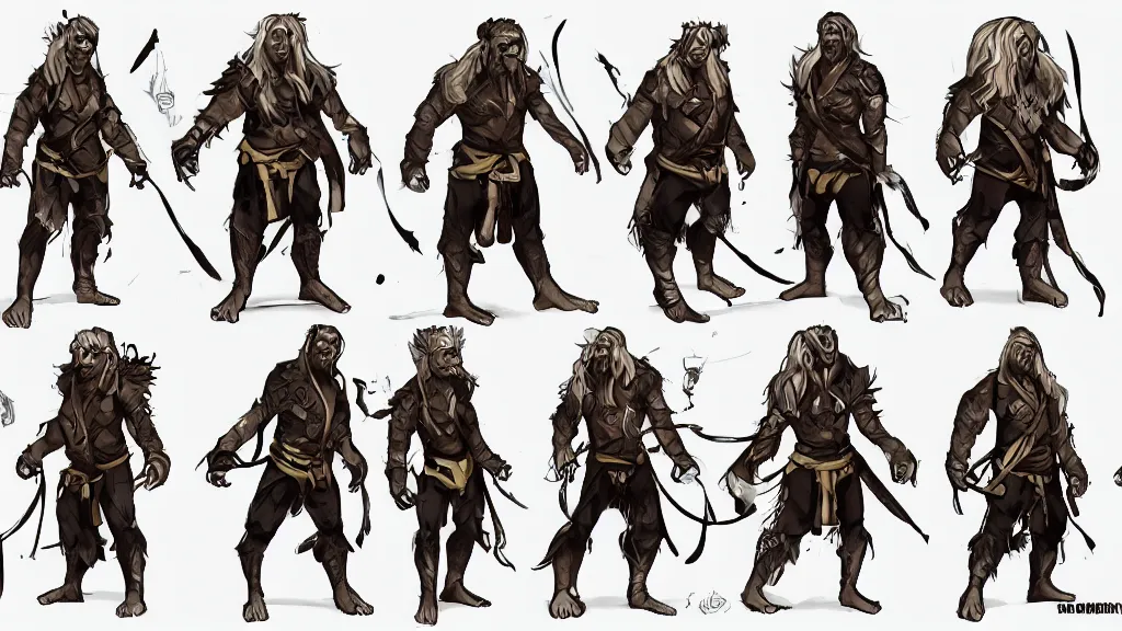 Image similar to a fantasy werelion martial artist character design sheet, trending on artstation