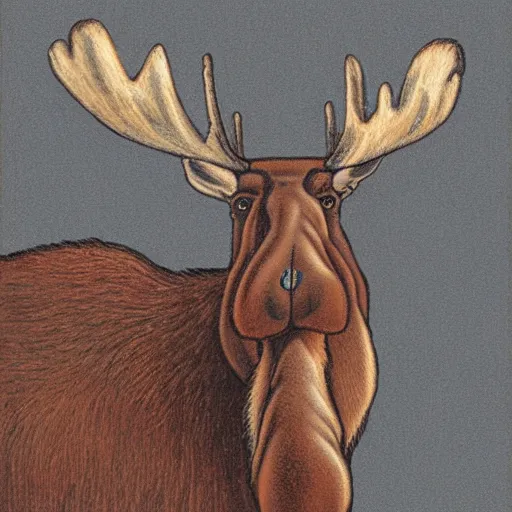 Prompt: anthropomorphic moose, portrait