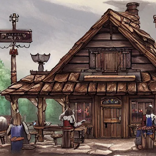 Image similar to a typical d&d tavern, concept art