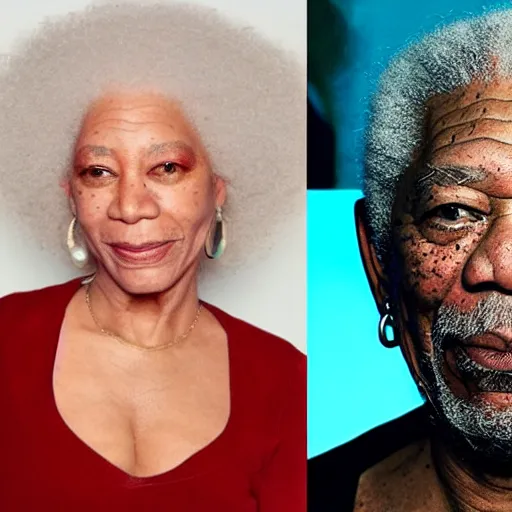 Image similar to lina morgan and morgan freeman mix