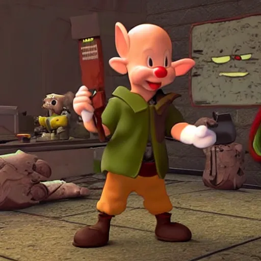 Image similar to Elmer Fudd from Loony Tunes in Doom, wearing green armor and helmet, killing demons, Bugs Bunny, rip and tear, video game