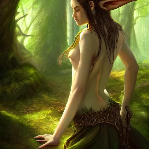 Image similar to a picture of a forest elf, high fantasy, elegant, epic, detailed, intricate, digital painting, concept art, realistic, smooth, focus, rim light,