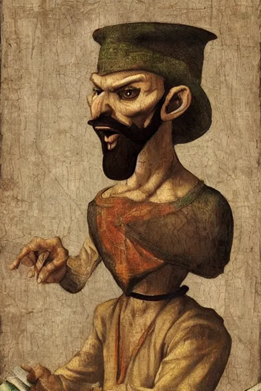 Prompt: renaissance oil painting of dr. neo cortex by leonardo davinci, hd image, perfect likeness