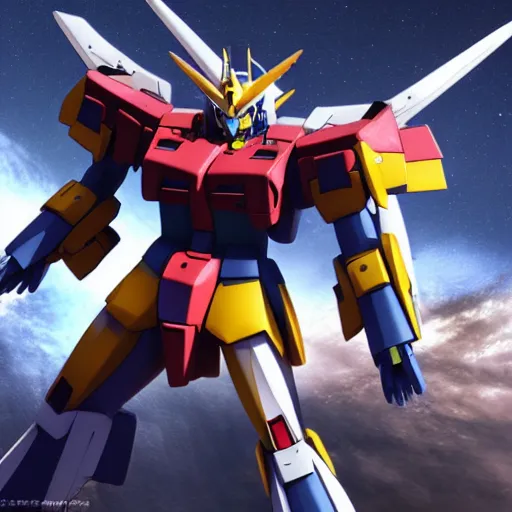 Image similar to 3 d render of a gundam, superb resolution, fantasy, dreamy